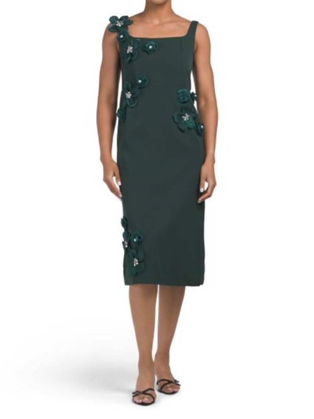 DALIA MACPHEE Sleeveless 3d Floral Cocktail Dress